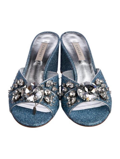 Casadei Glitter Crystal Embellishments Slides