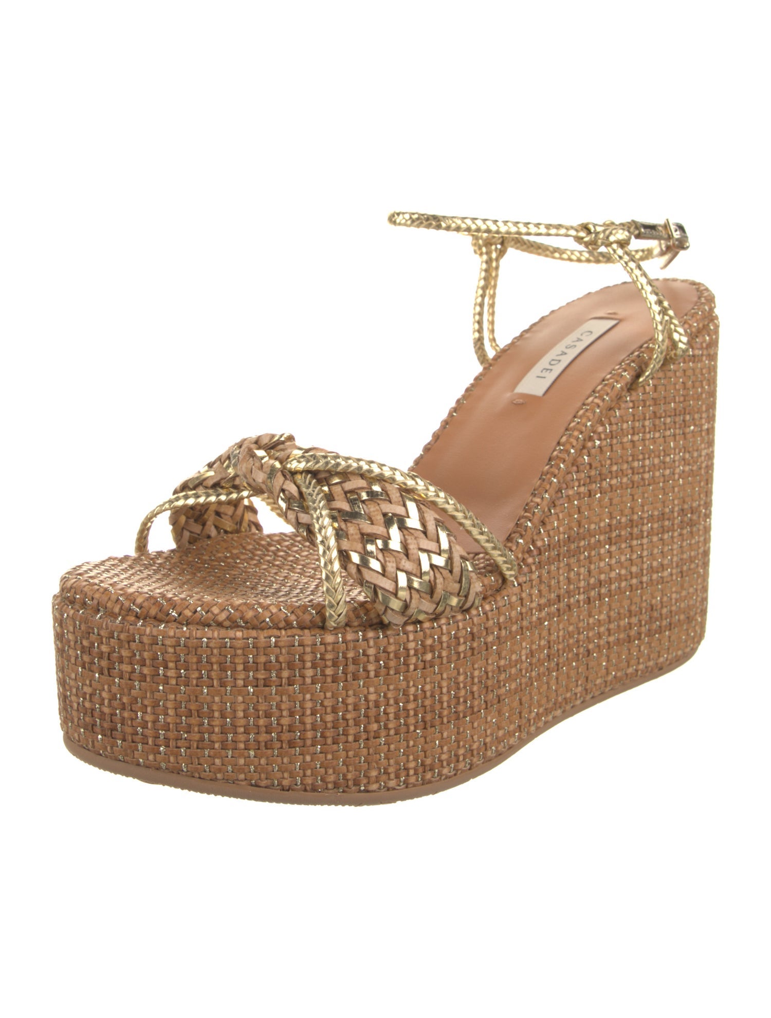 Casadei Leather Braided Accents Espadrilles w/ Tags