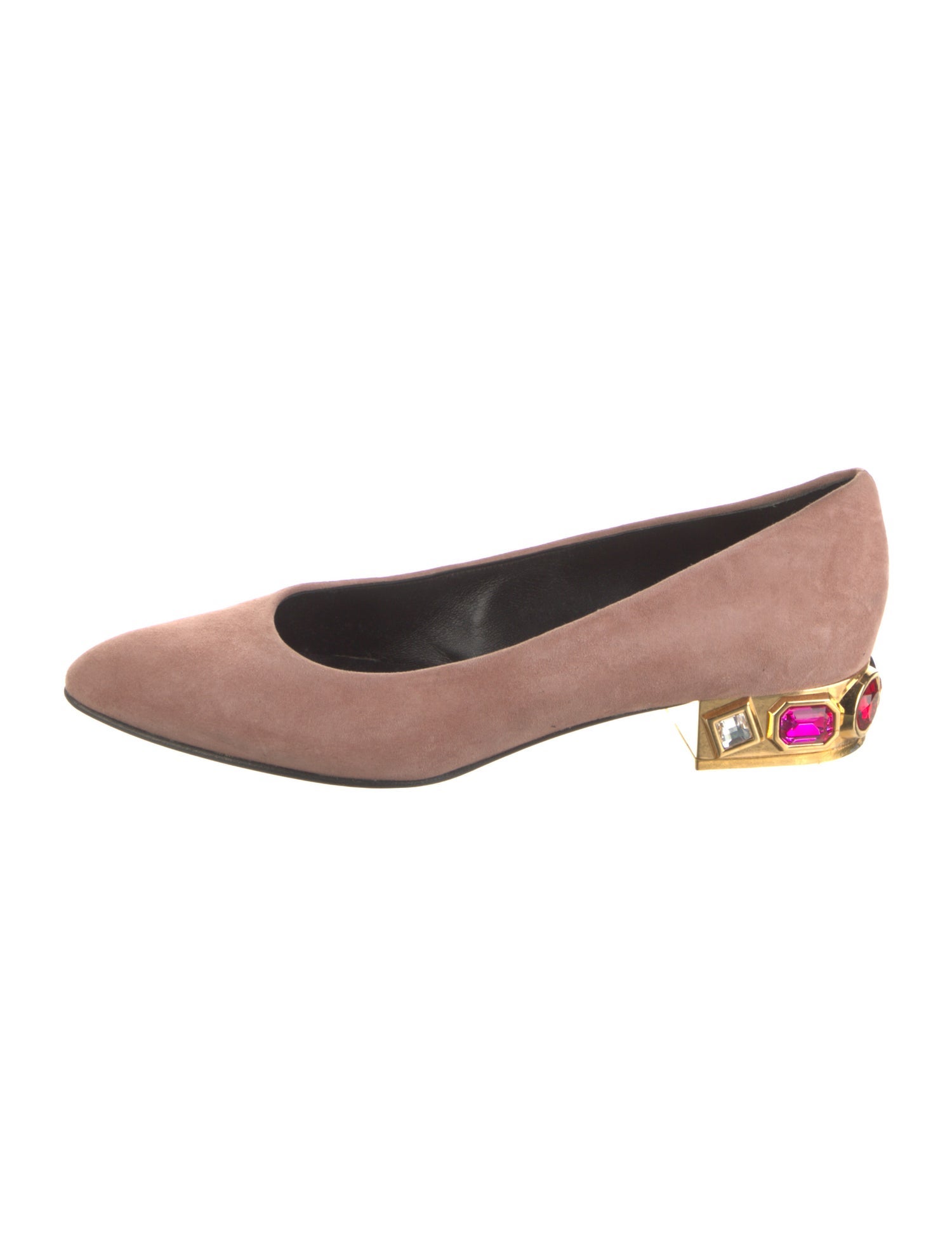 Casadei Suede Crystal Embellishments Ballet Flats