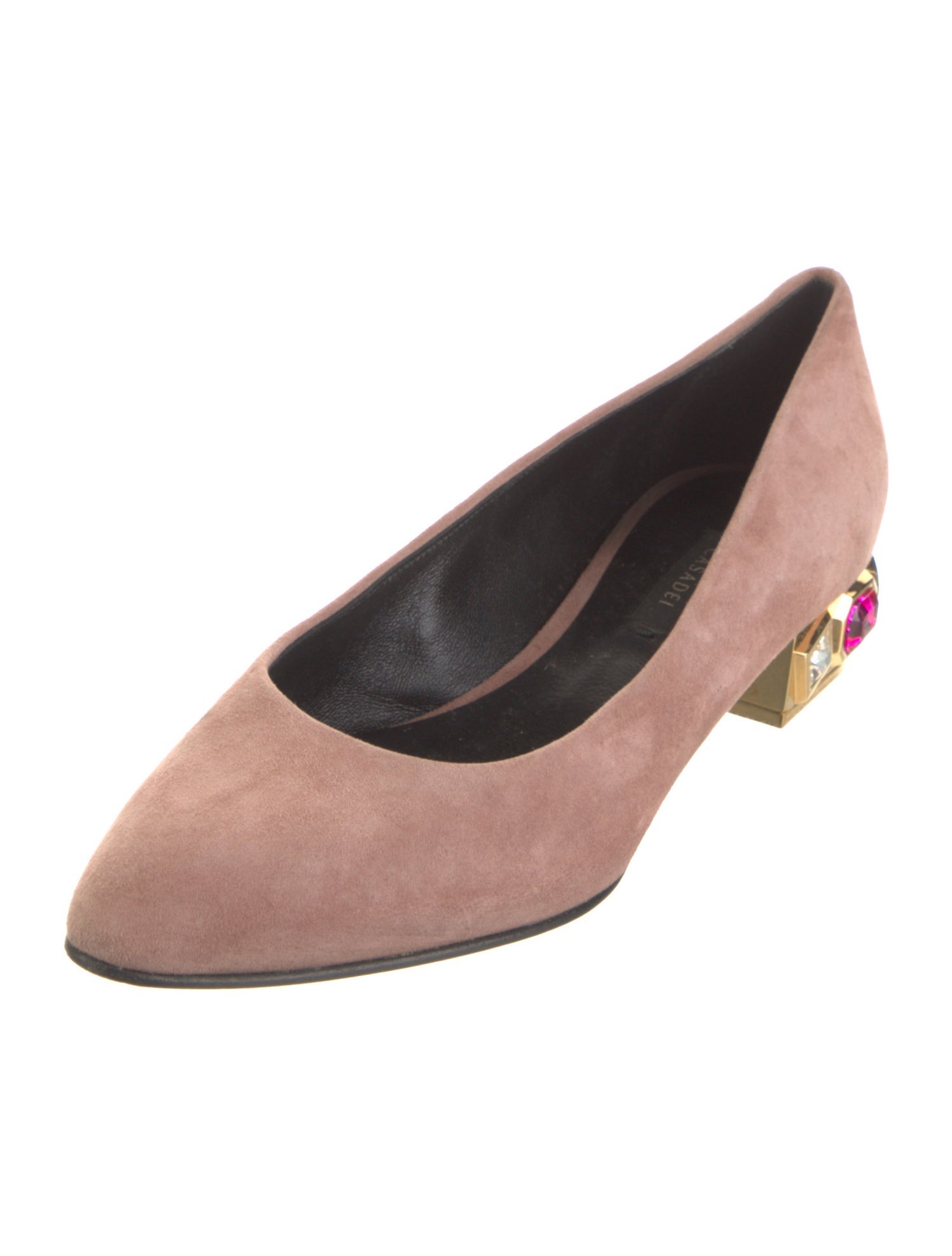 Casadei Suede Crystal Embellishments Ballet Flats