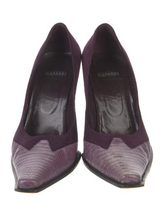 Casadei Suede Colorblock Pattern Pumps