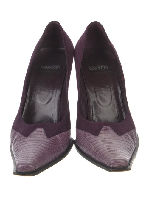 Casadei Suede Colorblock Pattern Pumps