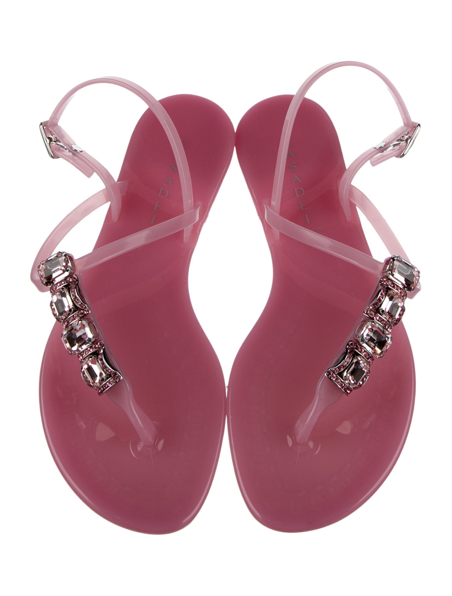 Casadei Rubber Floral Print Slingback Sandals