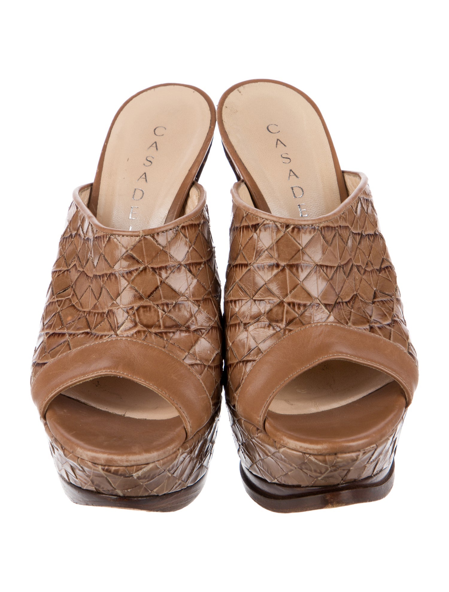 Casadei Leather Animal Print Slides