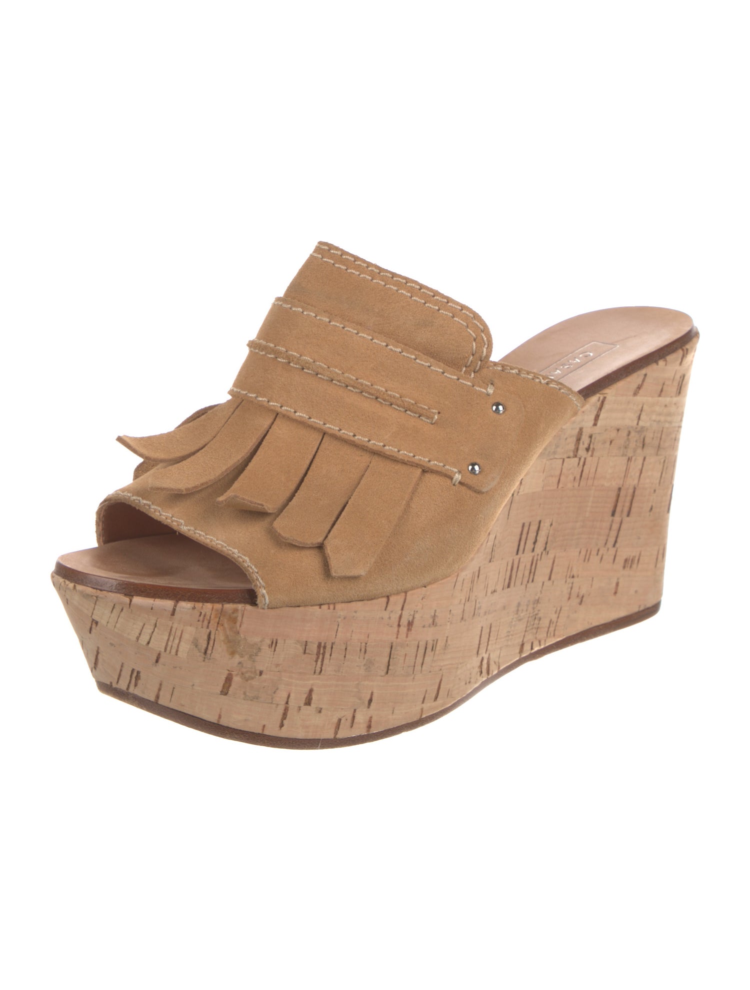 Casadei Suede Leather Trim Embellishment Slides