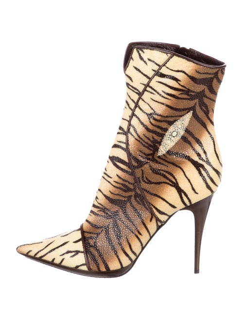 Casadei Leather Animal Print Boots