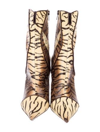 Casadei Leather Animal Print Boots