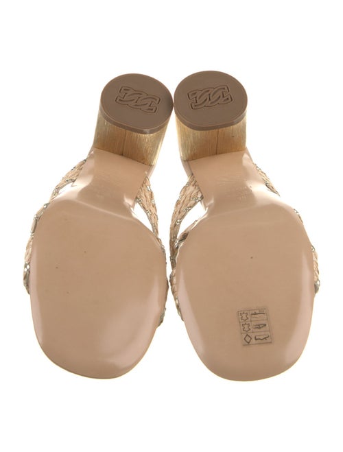 Casadei Raffia Leather Trim Embellishment Gladiator Sandals