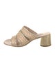 Casadei Raffia Leather Trim Embellishment Slides