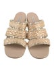 Casadei Raffia Leather Trim Embellishment Slides