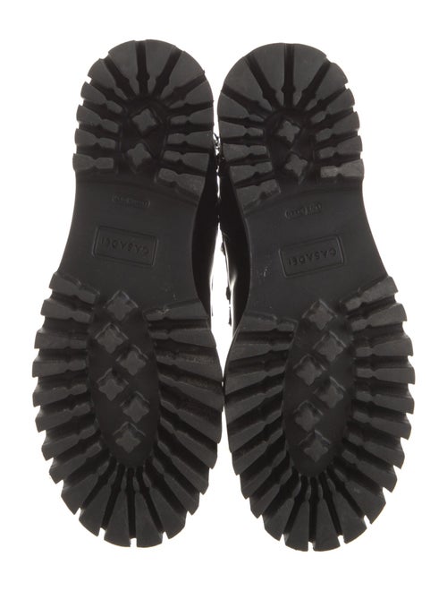 Casadei Leather Chain-Link Accents Combat Boots