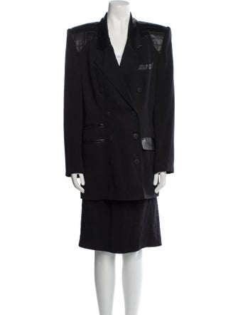 Casadei Wool Leather Trim Embellishment Skirt Set