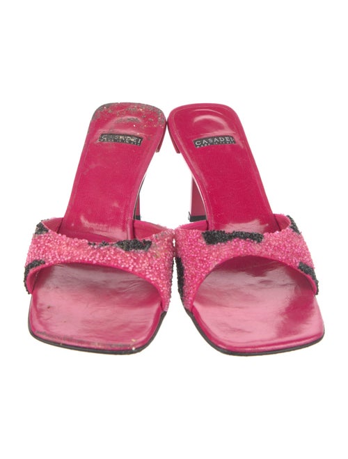 Casadei Leather Animal Print Slides