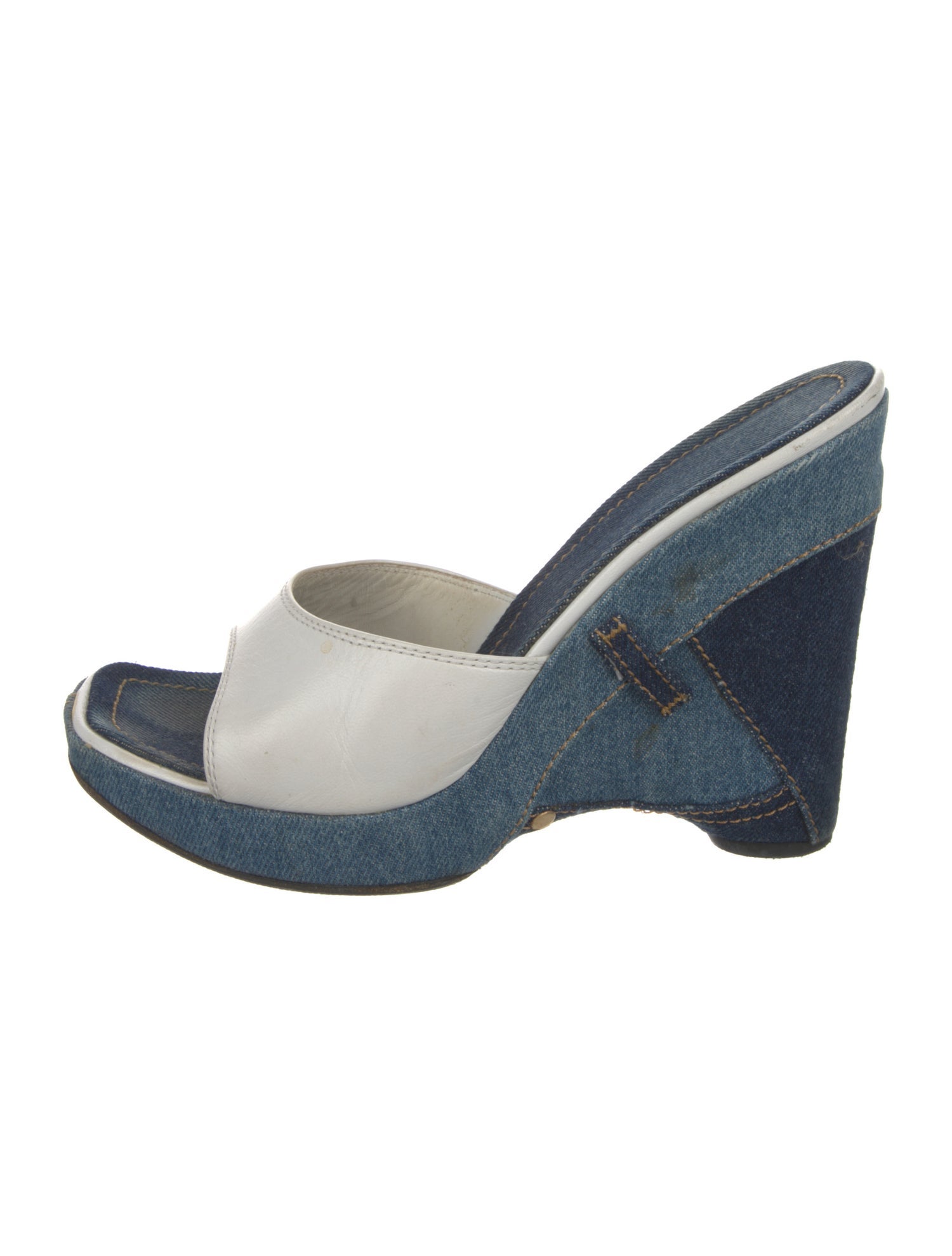 Casadei Denim Colorblock Pattern Slingback Pumps