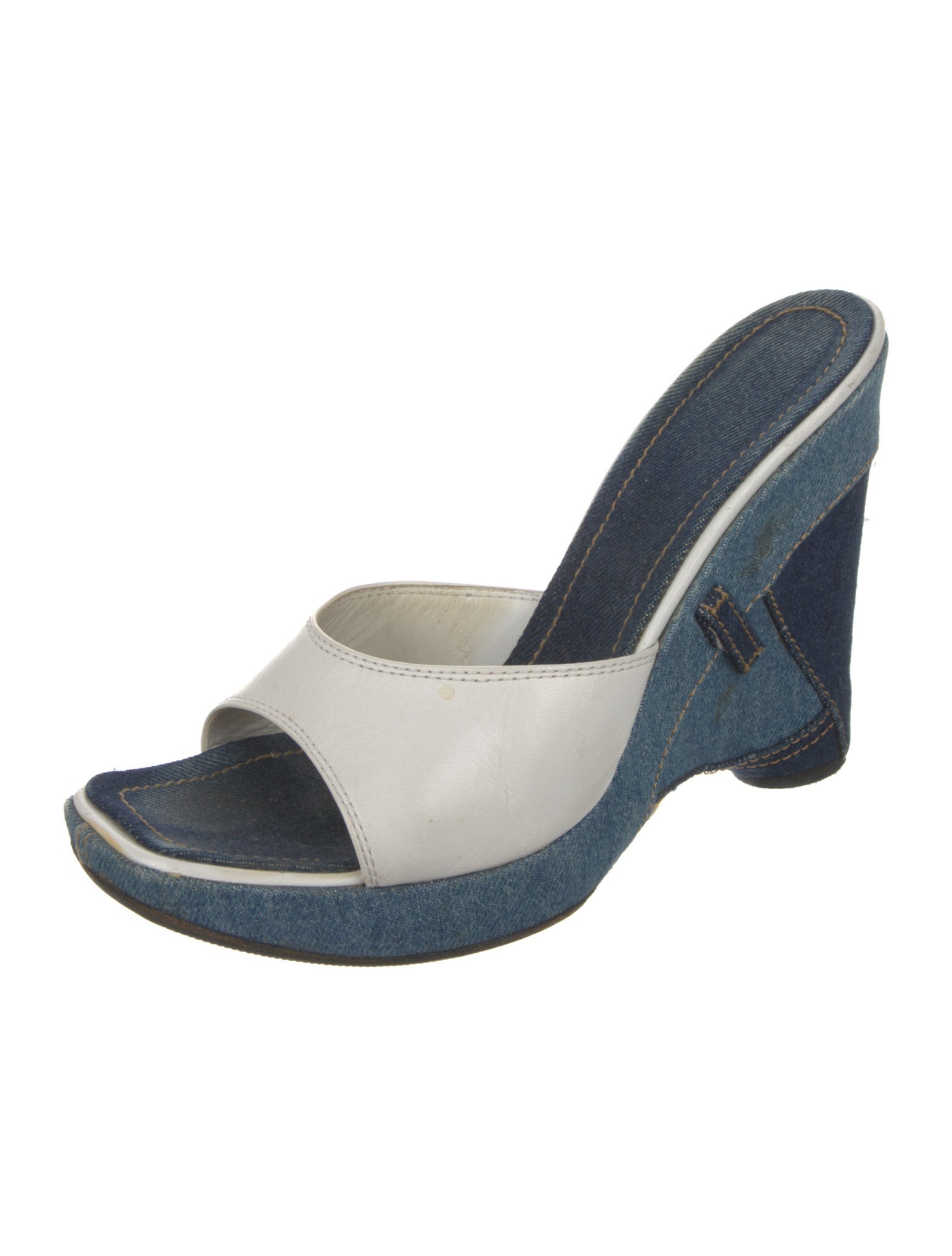 Casadei Denim Colorblock Pattern Slingback Pumps