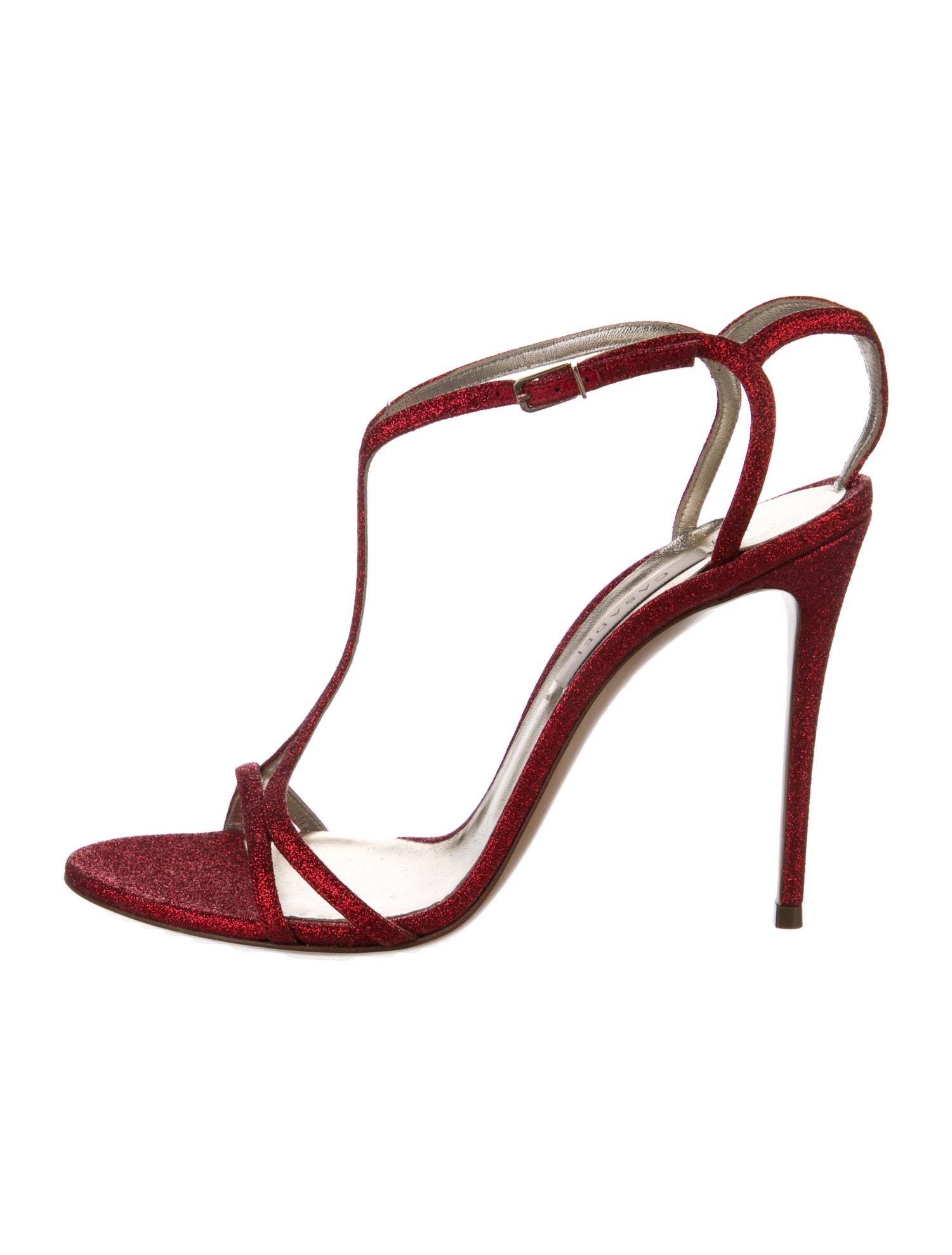 Casadei Glitter Glitter Accents T-Strap Sandals