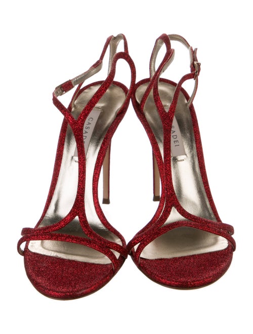 Casadei Glitter Glitter Accents T-Strap Sandals