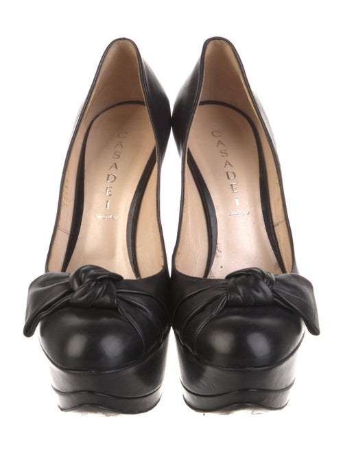 Casadei Leather Bow Accents Pumps