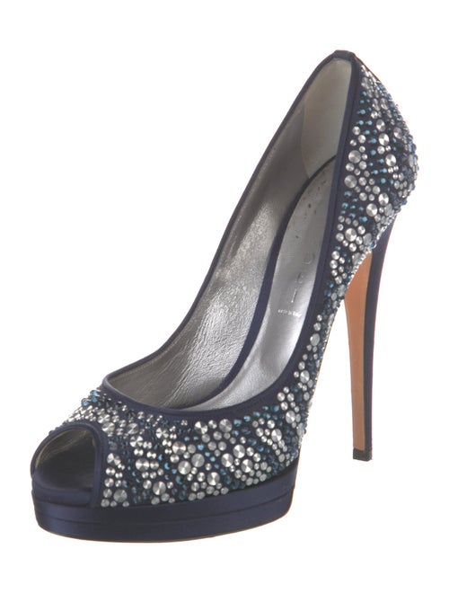 Casadei Satin Crystal Embellishments Pumps