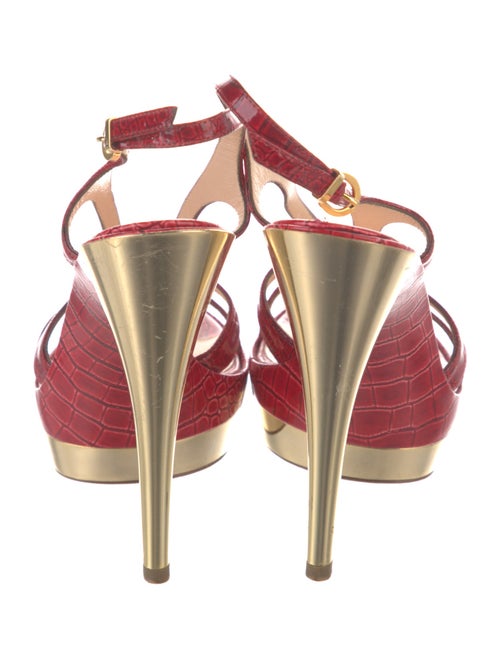 Casadei Patent Leather Animal Print Slingback Sandals