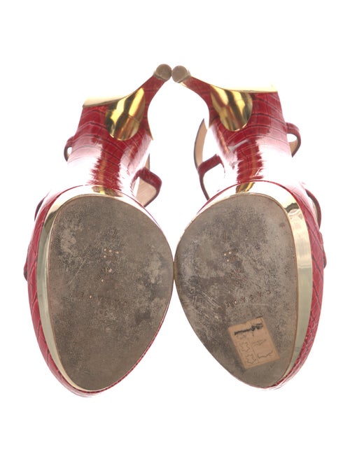 Casadei Patent Leather Animal Print Slingback Sandals