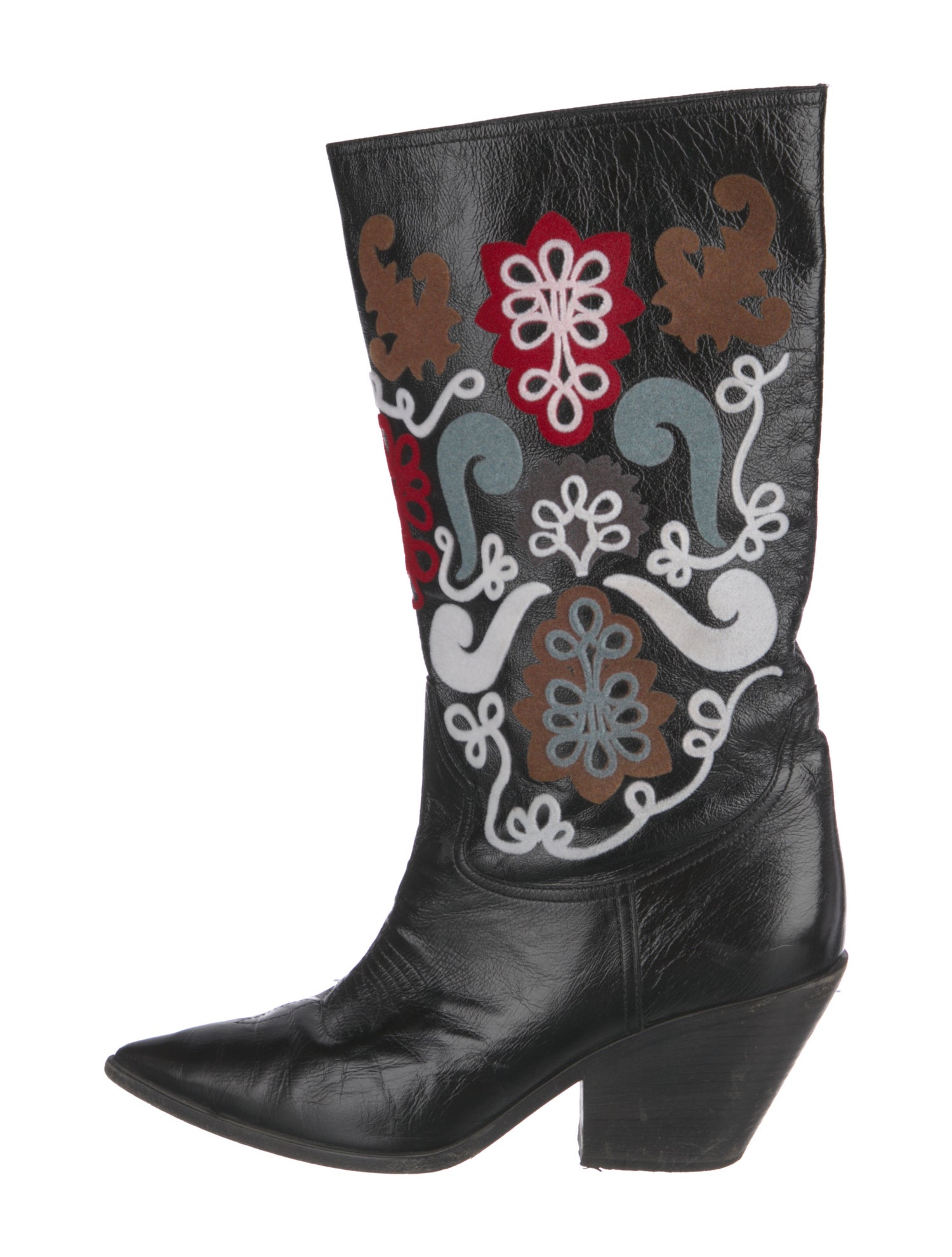 Casadei Leather Patterned Western Boots