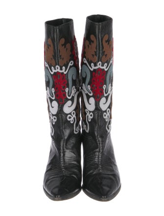 Casadei Leather Patterned Western Boots