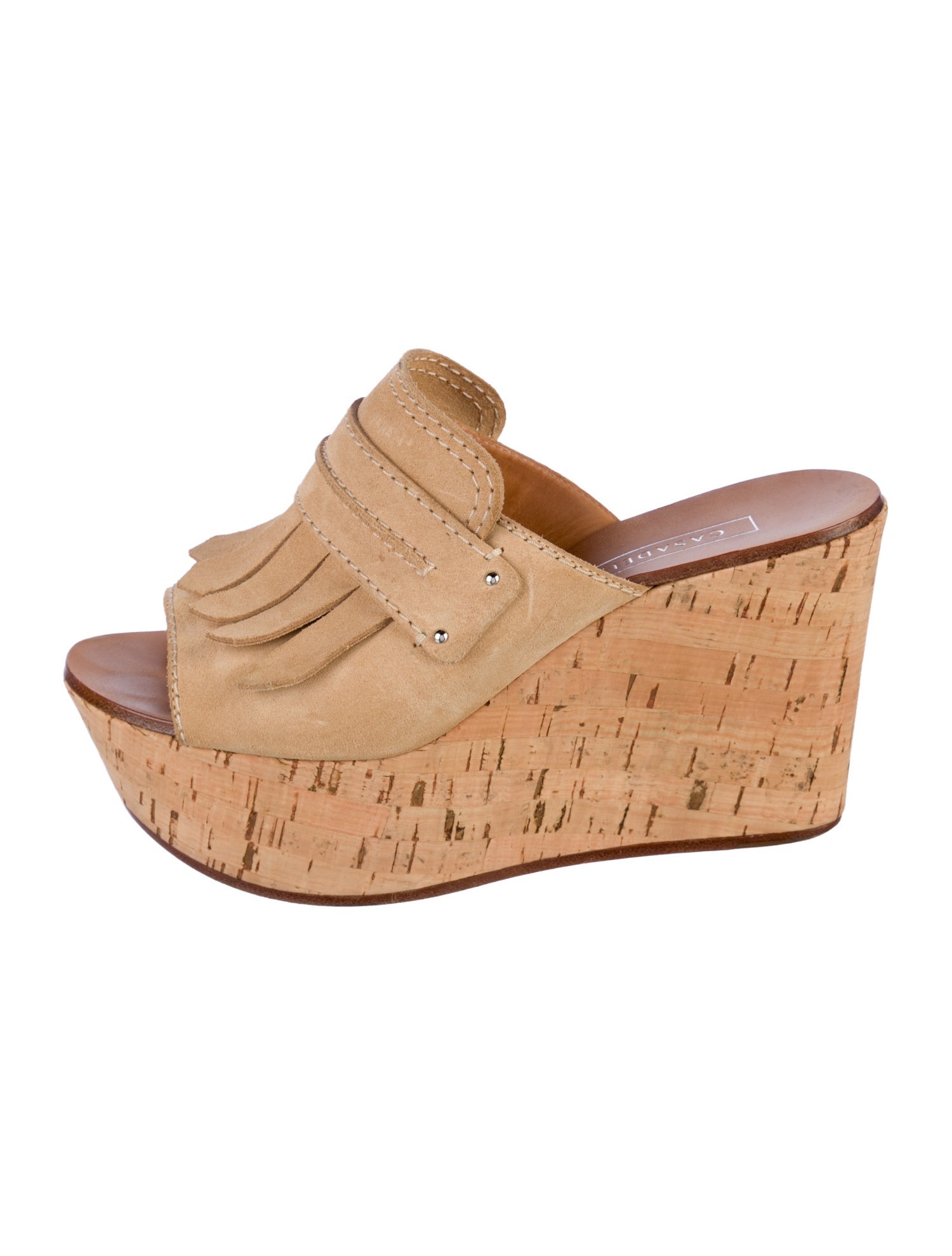 Casadei Suede Fringe Trim Accent Slides