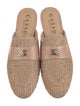 Casadei Raffia Leather Trim Embellishment Mules