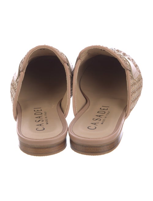 Casadei Raffia Leather Trim Embellishment Mules