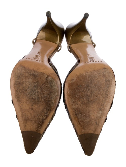 Casadei Sequins Floral Print Slingback Pumps