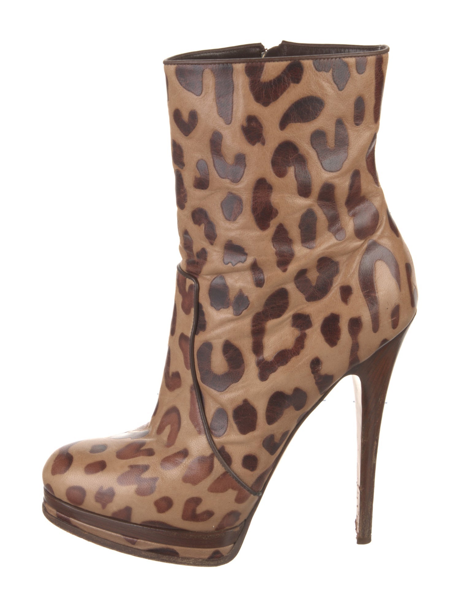 Casadei Leather Animal Print Boots