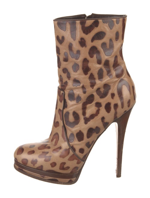 Casadei Leather Animal Print Boots
