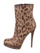 Casadei Leather Animal Print Boots