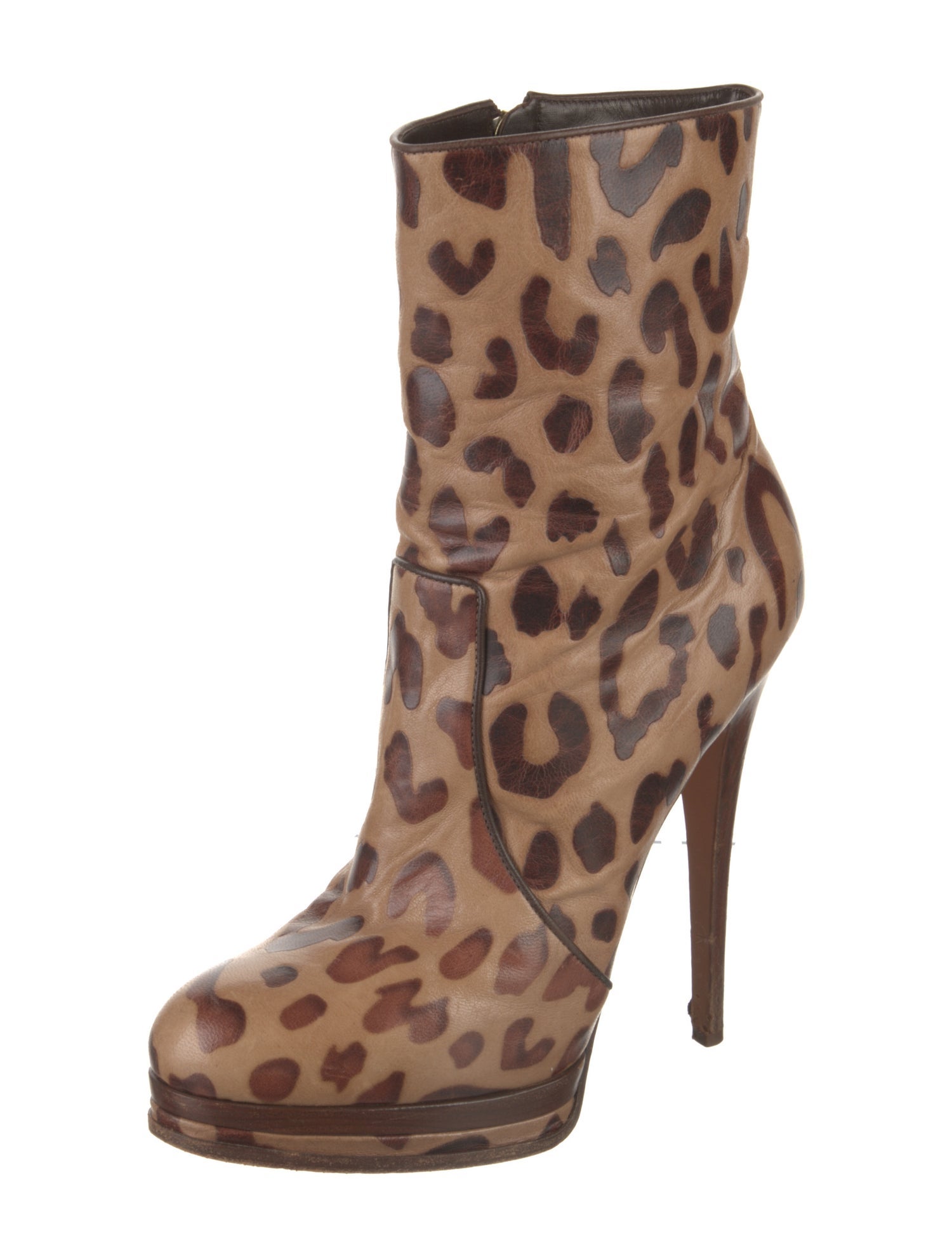Casadei Leather Animal Print Boots