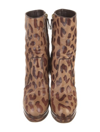 Casadei Leather Animal Print Boots