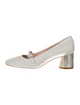 Casadei Canvas Crystal Embellishments Pumps