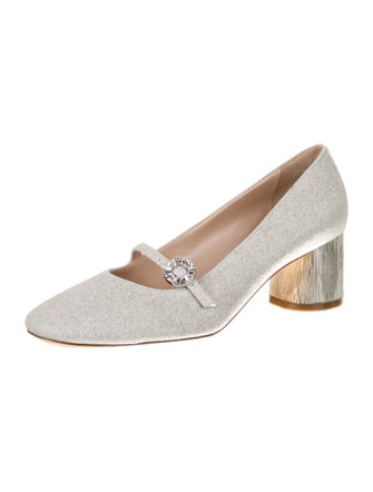 Casadei Canvas Crystal Embellishments Pumps