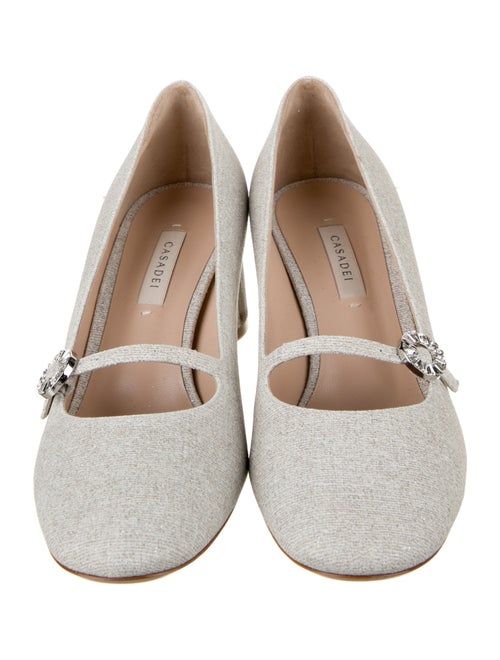 Casadei Canvas Crystal Embellishments Pumps