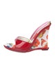 Casadei Patent Leather Floral Print Slides