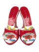 Casadei Patent Leather Floral Print Slides