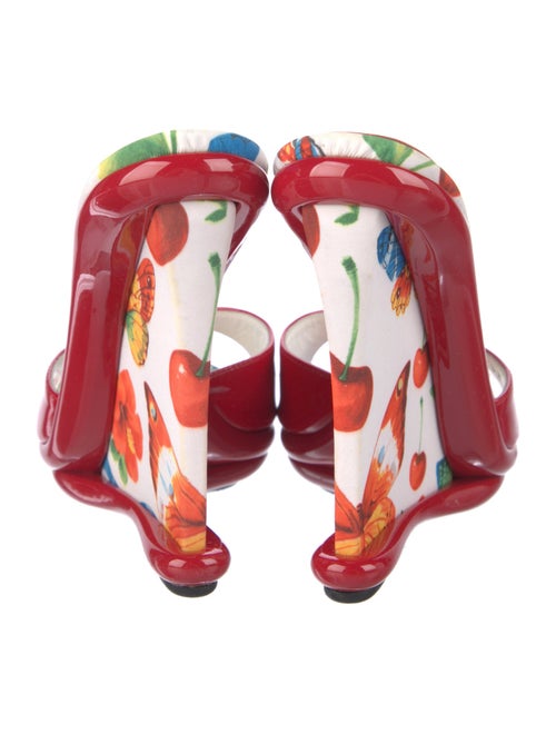Casadei Patent Leather Floral Print Slides
