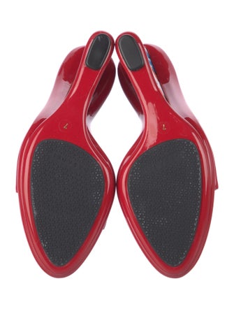 Casadei Patent Leather Floral Print Slides