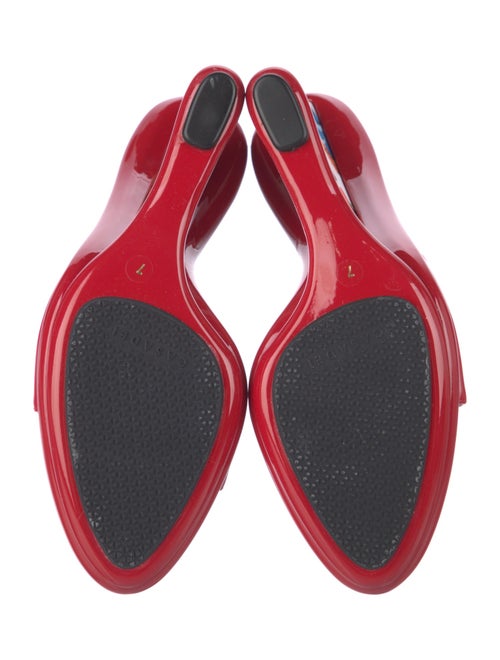 Casadei Patent Leather Floral Print Slides