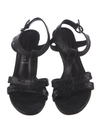Casadei Snakeskin Animal Print T-Strap Sandals
