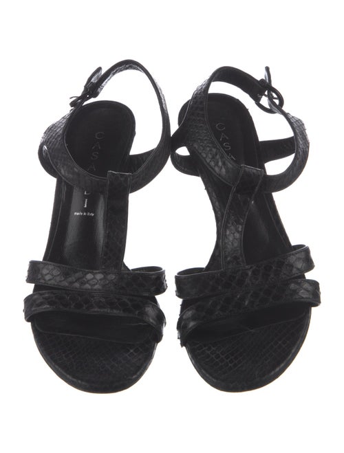 Casadei Snakeskin Animal Print T-Strap Sandals