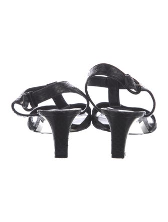 Casadei Snakeskin Animal Print T-Strap Sandals