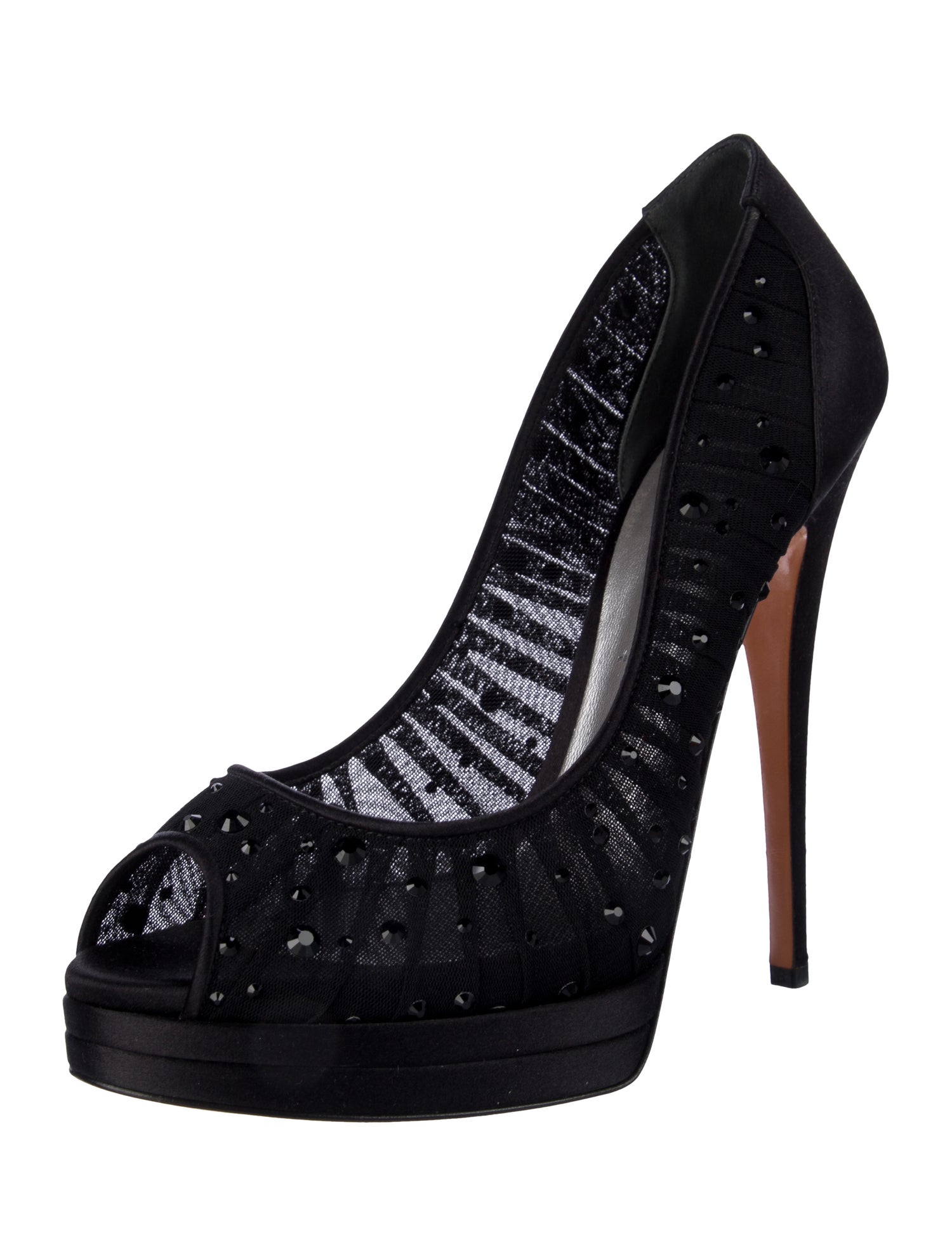Casadei Satin Crystal Embellishments Pumps