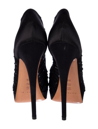 Casadei Satin Crystal Embellishments Pumps