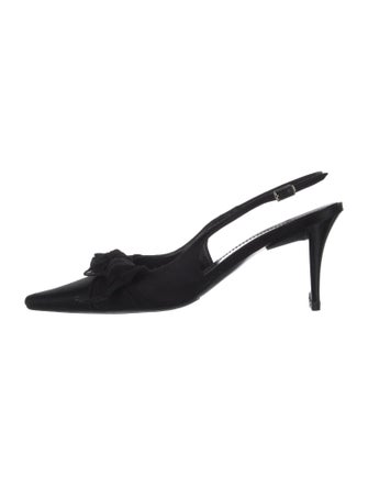 Casadei Satin Bow Accents Slingback Pumps